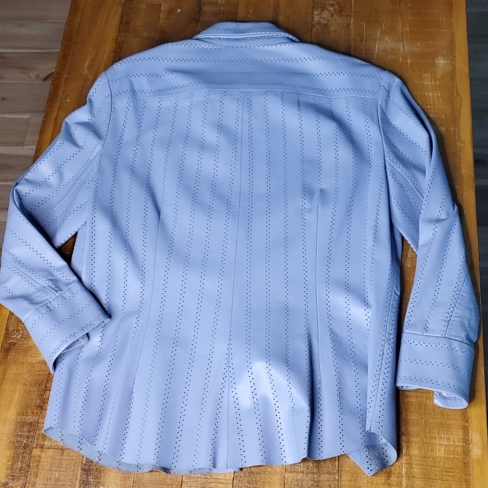 The Wrights Leather Eyelet Button Blouse Sz Small - Picture 8 of 8
